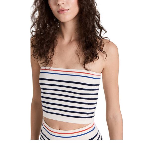 KULE Tops - Kule Striped Cream And Navy Jo Tube Top Size XS